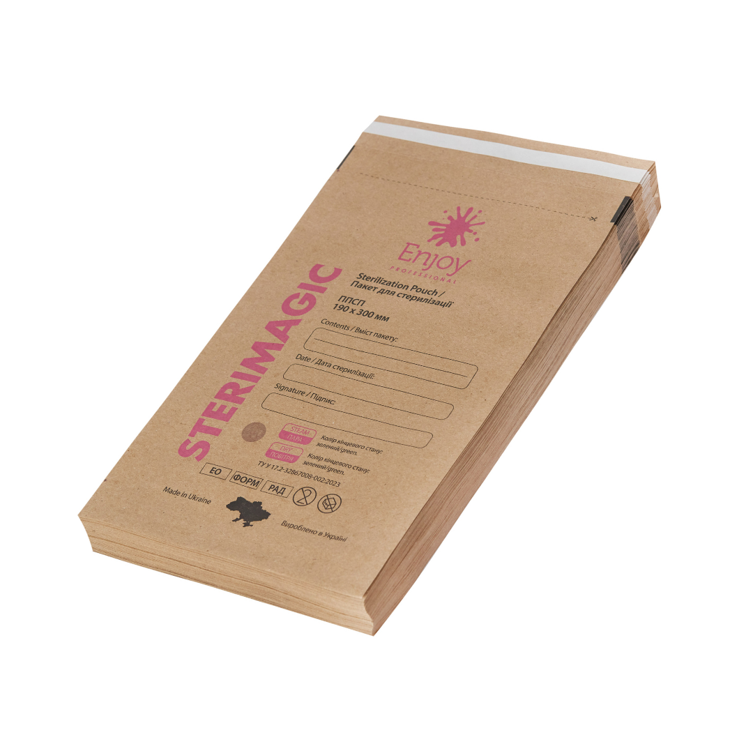 Пакет для стерилізації паперовий бурий ППСП-К 190Х300 мм (100 шт/пак)"Enjoy-professional" - "SteriMagiс"